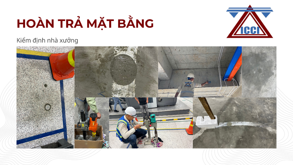 Hoàn trả mặt bằng nếu có khoan, đục Hoàn trả mặt bằng nếu có khoan, đục